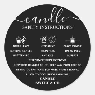 Sticker Rond calligraphie Script Avertissement Bougie Black Mod