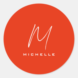 Sticker Rond Calligraphie stylisé blanc rouge monogramme votre 