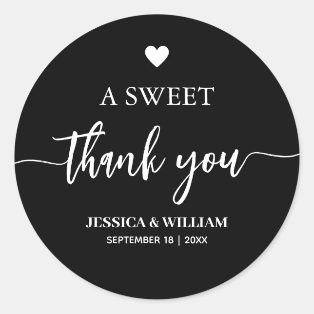 Sticker Rond calligraphie un Merci doux faveur de mariage (Devant)