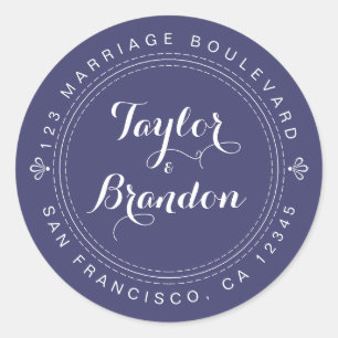 Sticker Rond Calligraphy Future M. Mme Mariage Adresse de retou