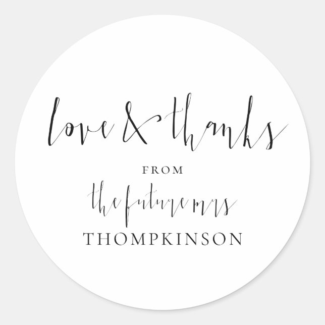 Sticker Rond Calligraphy Future Mme Love et Merci (Devant)