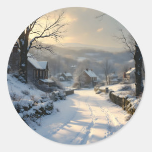 Sticker Rond Calme après une chute de neige – Paysage hivernal