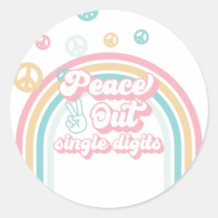 Sticker Rond Calme Des Chiffres Simple Retro Summer Rainbow