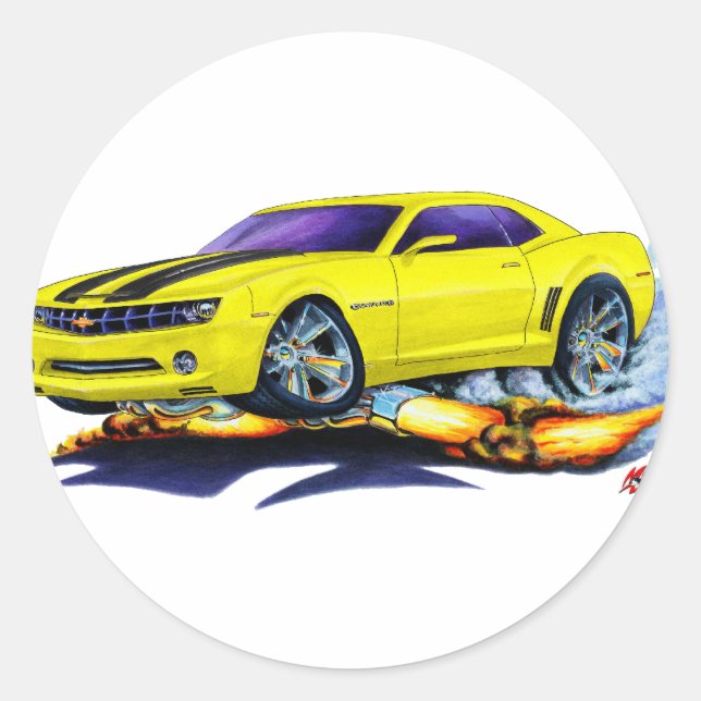 Sticker Rond Camaro Jaune-Noir 2010 (Devant)