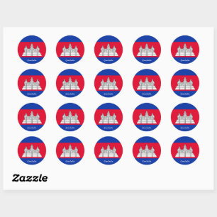 Sticker Rond Cambodge et drapeau cambodgien patriotes / sports