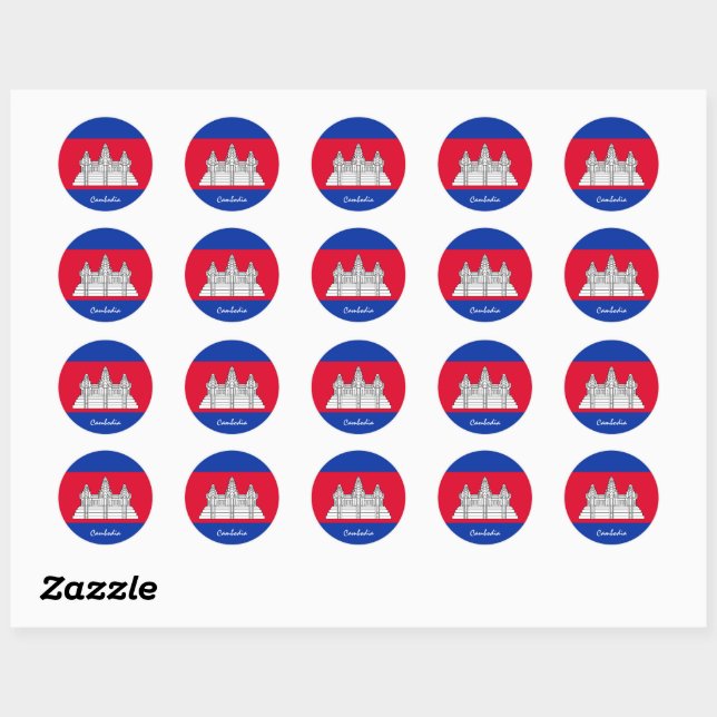 Sticker Rond Cambodge et drapeau cambodgien patriotes / sports (Feuille)
