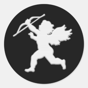 Sticker Rond Camée noire de cupidon