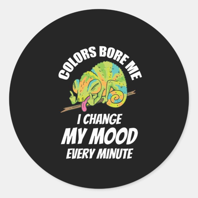 Sticker Rond Caméléon - Les couleurs sont ennuyeuses (Devant)