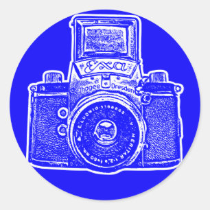 Sticker Rond Caméra d'Allemagne de l'Est II - Bleu