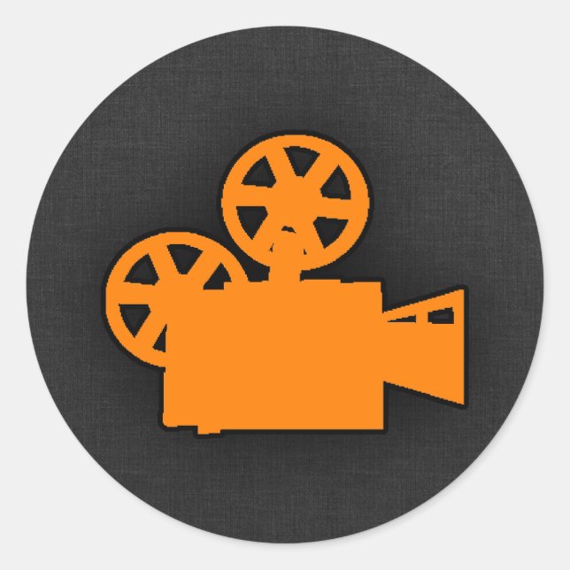 Sticker Rond Caméra de cinéma Orange (Devant)