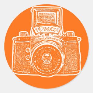 Sticker Rond Caméra de l'Allemagne de l'Est II - Orange