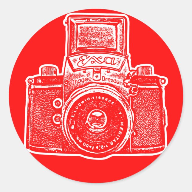 Sticker Rond Caméra Est Allemande II - Rouge (Devant)