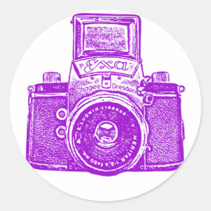 Sticker Rond Caméra est-allemande - violet