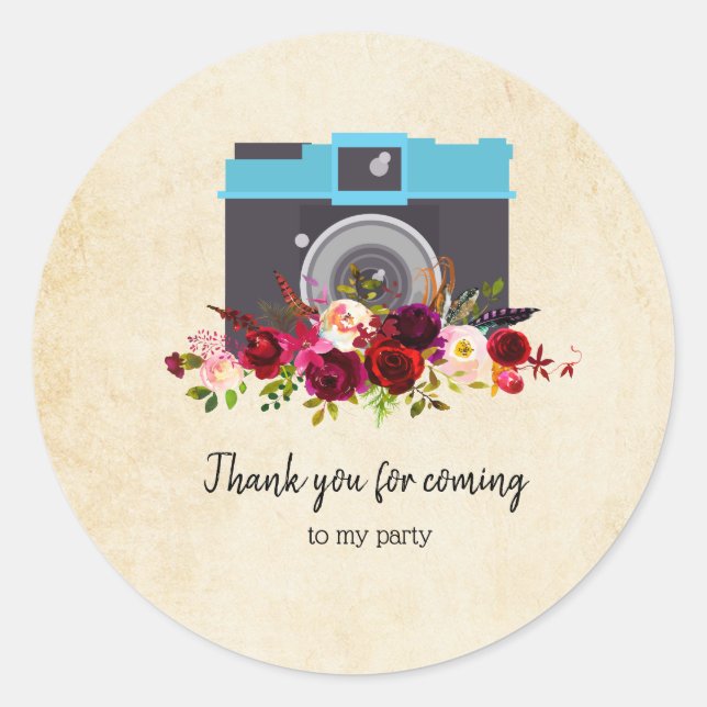 Sticker Rond caméra vintage (Devant)