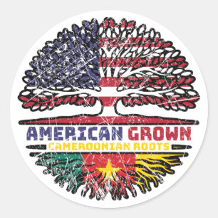 Sticker Rond Cameroun Camerounais US Américain Etats-Unis
