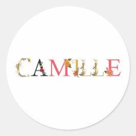 Sticker Rond CAMILLE Prénom Élégant Brodé