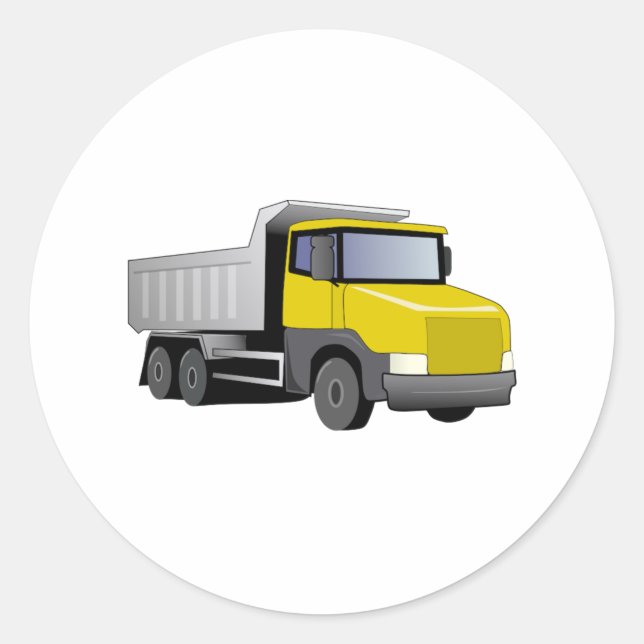 Sticker Rond Camion à benne basculante jaune (Devant)