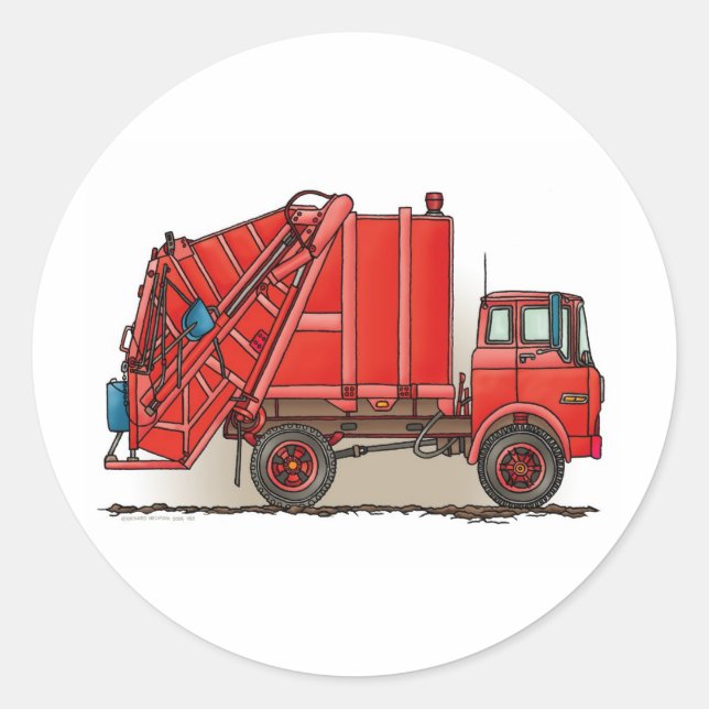 Sticker Rond Camion à ordures rouge (Devant)