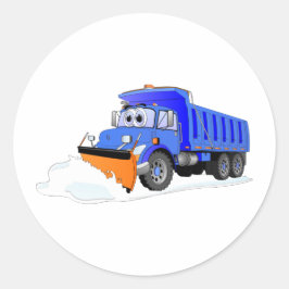 Sticker Rond Camion à pompe à neige bleu