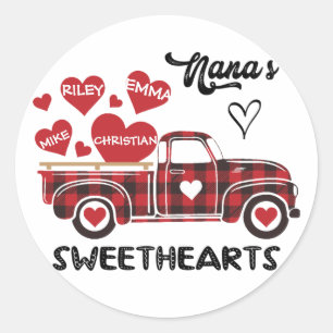 Sticker Rond Camion amoureux de Nana Grand-mère personnalisée