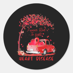 Sticker Rond Camion Avec Rubans Rouges Je Porte Rouge Pour Comb