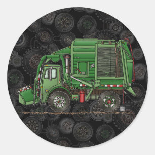 Sticker Rond Camion de camion à ordures