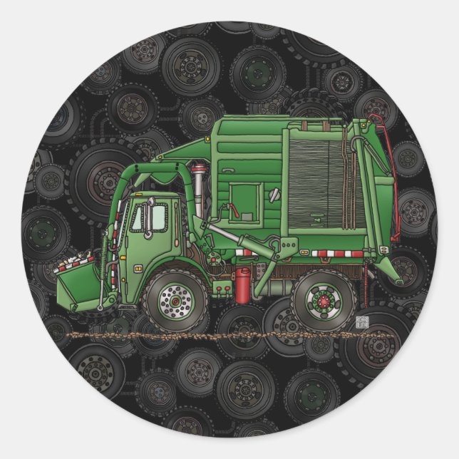 Sticker Rond Camion de camion à ordures (Devant)