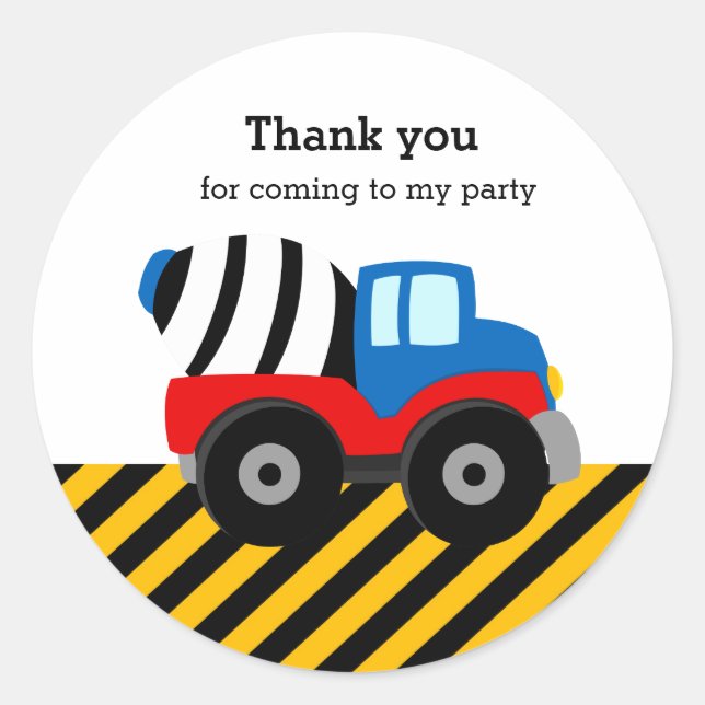 Sticker Rond Camion de construction (Devant)