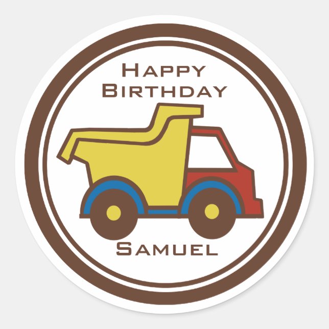 Sticker Rond Camion de construction (Devant)