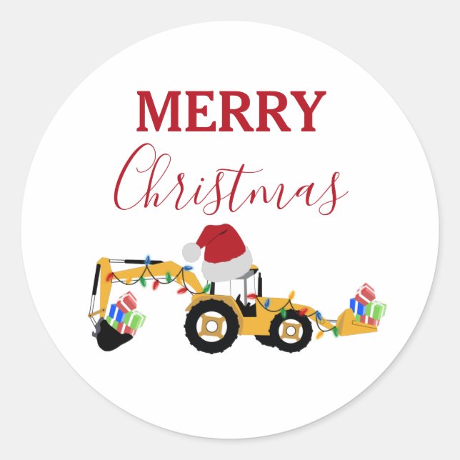 Sticker Rond Camion de construction de la canot de Noël (Devant)