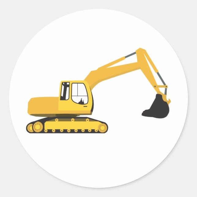 Sticker Rond Camion de construction de l'excavateur (Devant)