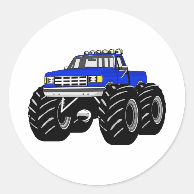 STICKER ROND CAMION DE MONSTRE BLEU (Devant)
