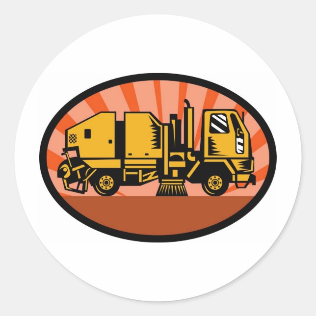 Sticker Rond camion de nettoyage de rue (Devant)
