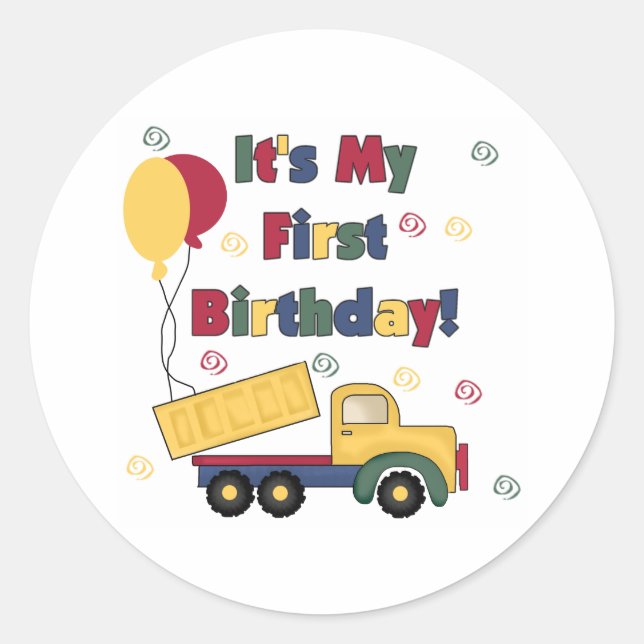 Sticker Rond Camion de pompage premier anniversaire (Devant)