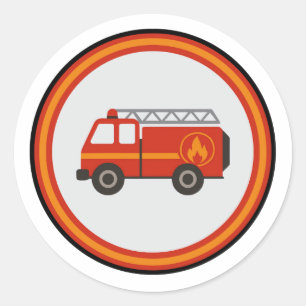 Sticker Rond Camion de pompiers