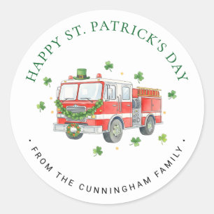 Sticker Rond Camion de pompiers personnalisé pour la Saint-Patr