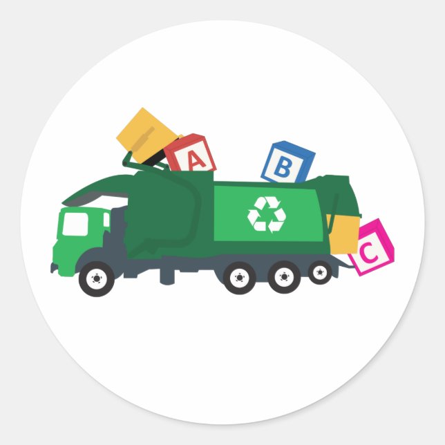 Sticker Rond Camion de recyclage ABC (Devant)