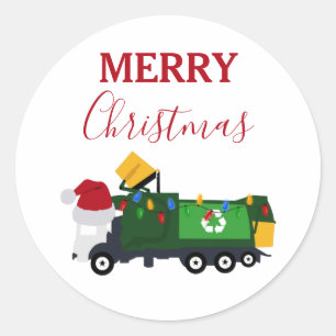 Sticker Rond Camion de recyclage de Noël