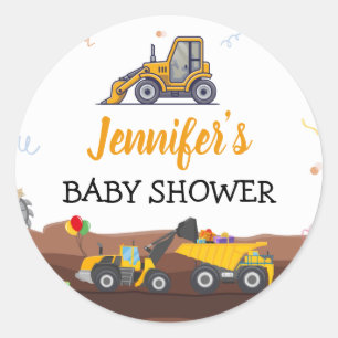 Sticker Rond Camion Digger en construction Bébé Anniversaire
