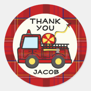 Sticker Rond Camion d'incendie