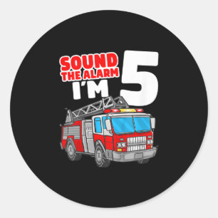 Sticker Rond Camion d'incendie 5 ans pompier 5e anniversaire