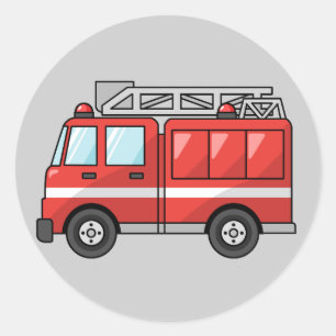 Sticker Rond Camion-feu Animé