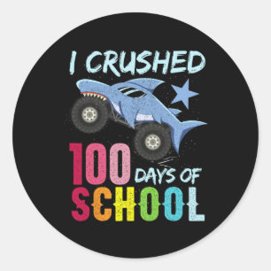 Sticker Rond Camion Monster 100 Jours De Vêtements Scolaires
