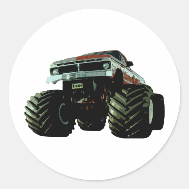 Sticker Rond Camion Monster bleu (Devant)
