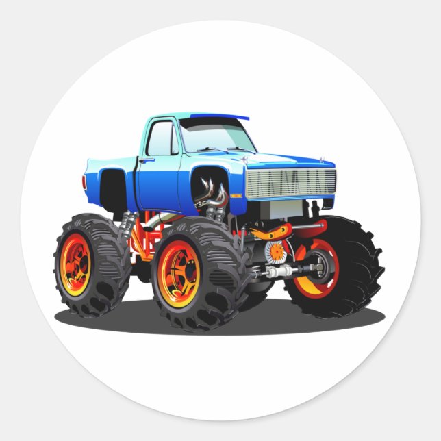 Sticker Rond Camion monstre de dessin animé (Devant)