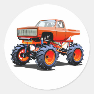 Sticker Rond Camion monstre de dessin animé
