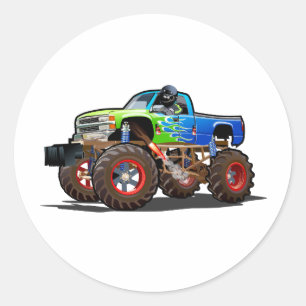 Sticker Rond Camion monstre de dessin animé