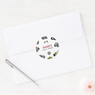 Sticker Rond Camion monstre, garçon anniversaire tout âge