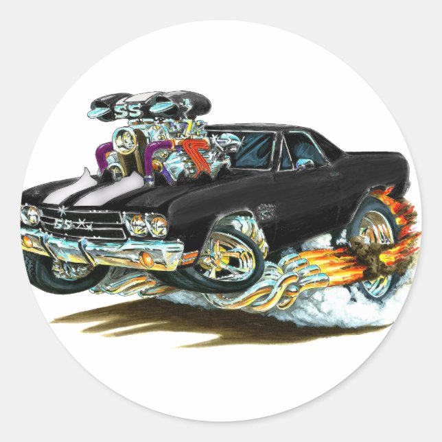 Sticker Rond Camion noir-blanc El Camino 1970 (Devant)