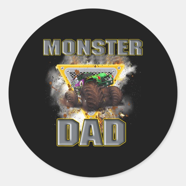 Sticker Rond Camion Papa Fête des pères Monster Camion Ma jambe (Devant)